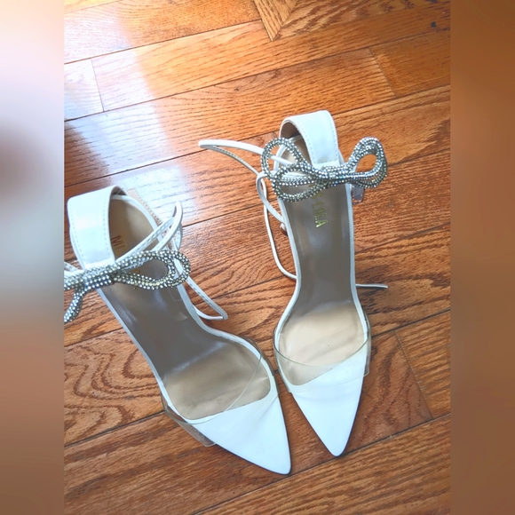 Priscilla rhinestone embellished bow heels miss Lola strappy stiletto - Picture 4 of 9